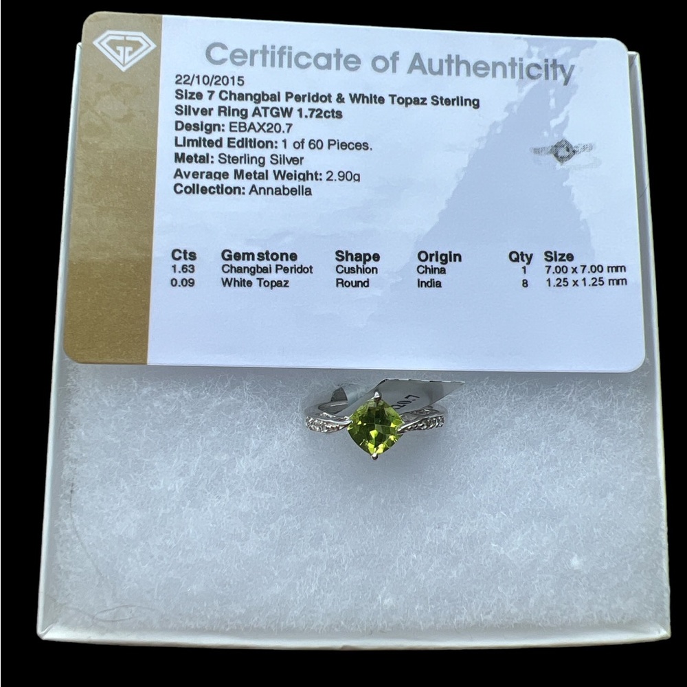 Changbal peridot & white topaz sterling silver ring